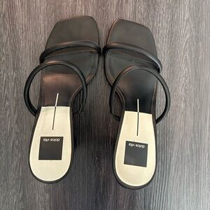 Dolce Vita Black Minimalist Strappy Block-Heel Sandals